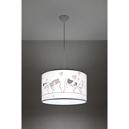 Lasten riipuskattokruunu johdossa CAT 1xE27/15W/230V halkaisija 40 cm kissa