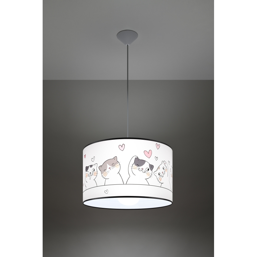 Lasten riipuskattokruunu johdossa CAT 1xE27/15W/230V halkaisija 40 cm kissa