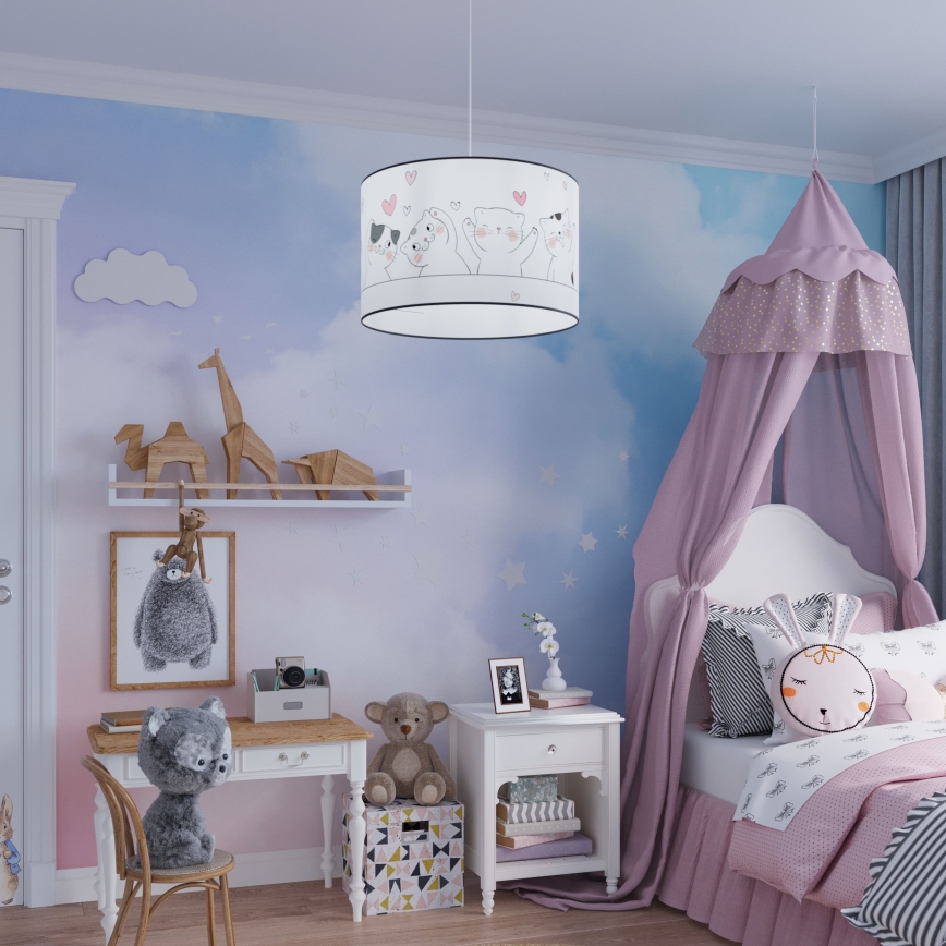 Lasten riipuskattokruunu johdossa CAT 1xE27/15W/230V halkaisija 40 cm kissa
