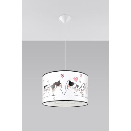 Lasten riipuskattokruunu johdossa CAT 1xE27/15W/230V halkaisija 40 cm kissa