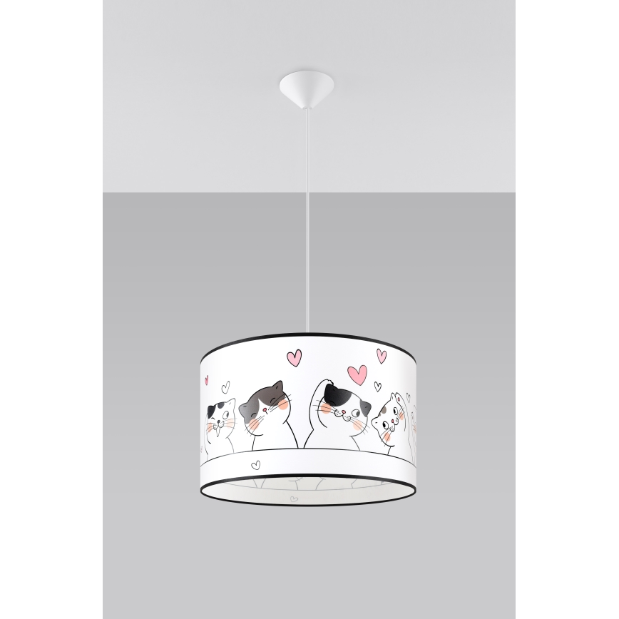 Lasten riipuskattokruunu johdossa CAT 1xE27/15W/230V halkaisija 40 cm kissa