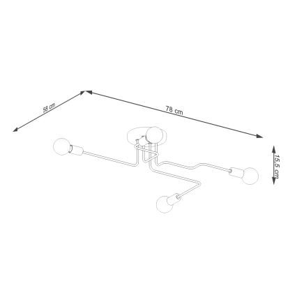 Kiinteä kattokruunu VECTOR 4xE27/15W/230V valkoinen