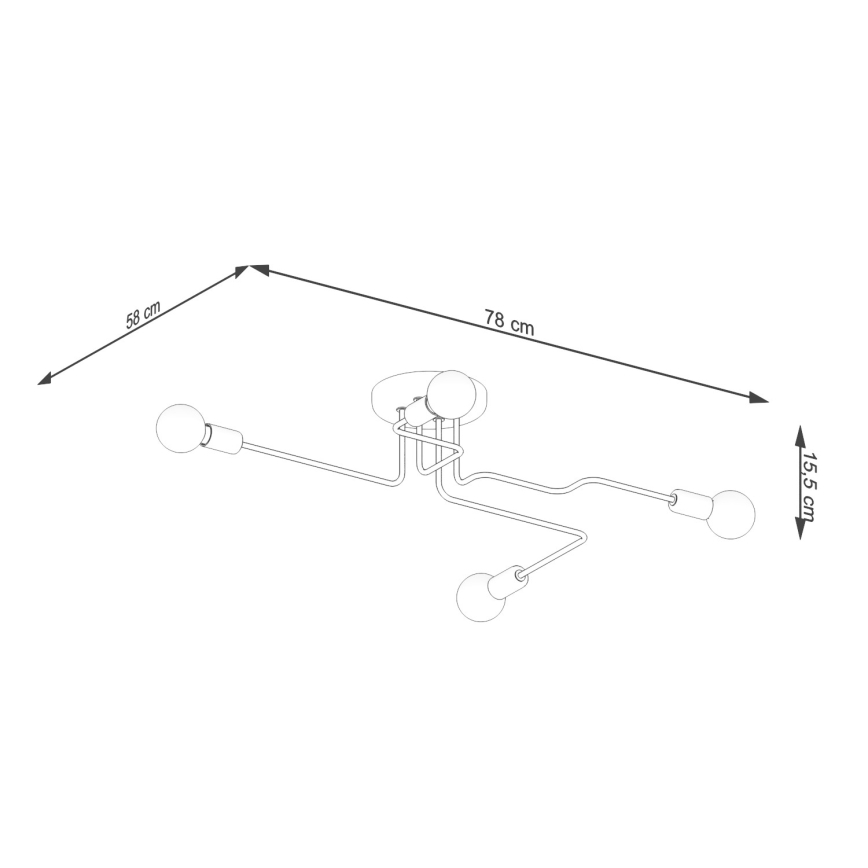 Kiinteä kattokruunu VECTOR 4xE27/15W/230V valkoinen