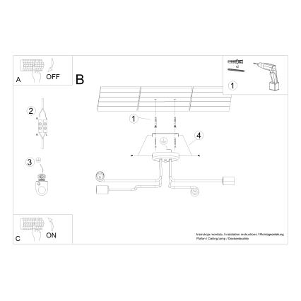 Kiinteä kattokruunu VECTOR 4xE27/15W/230V valkoinen