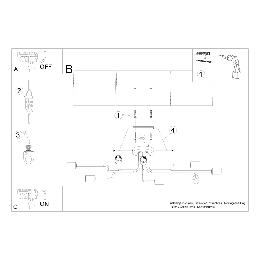 Kiinteä kattokruunu VECTOR 8xE27/15W/230V valkoinen