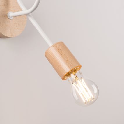 Seinävalaisin EMBER 1xE27/15W/230V valkoinen/beige/pyökki