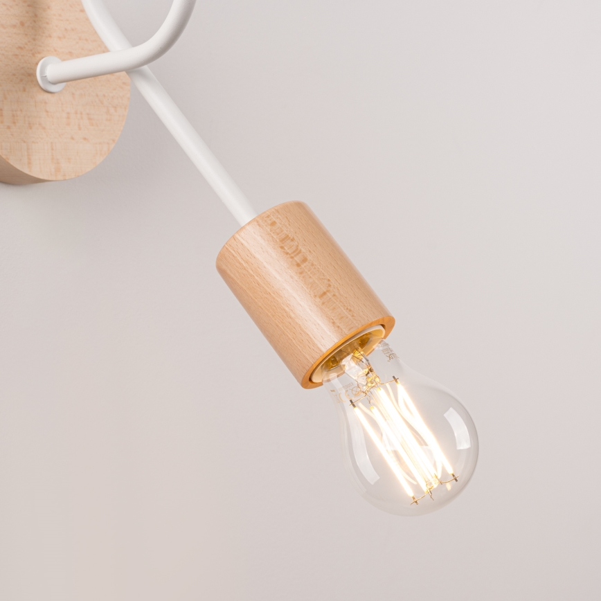 Seinävalaisin EMBER 1xE27/15W/230V valkoinen/beige/pyökki