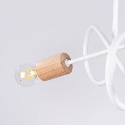 Kiinteä kattokruunu EMBER 3xE27/15W/230V valkoinen/beige/pyökki