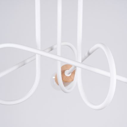 Kiinteä kattokruunu EMBER 3xE27/15W/230V valkoinen/beige/pyökki