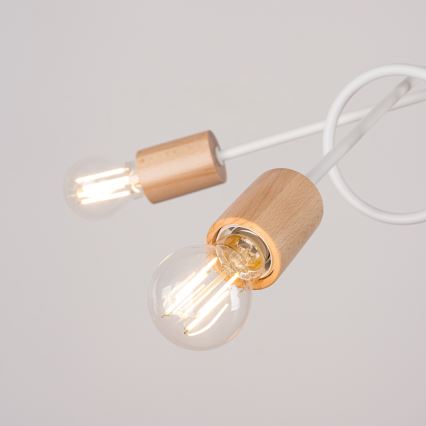 Kiinteä kattokruunu EMBER 5xE27/15W/230V valkoinen/beige/pyökki