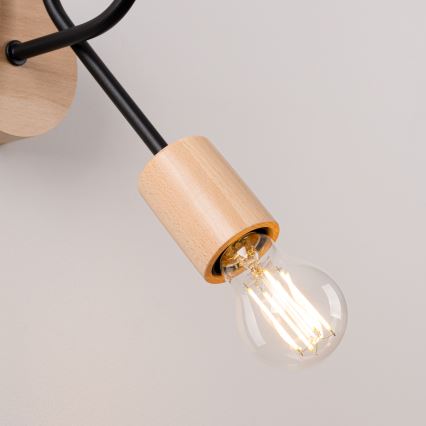 Seinävalaisin EMBER 1xE27/15W/230V musta/beige/pyökki