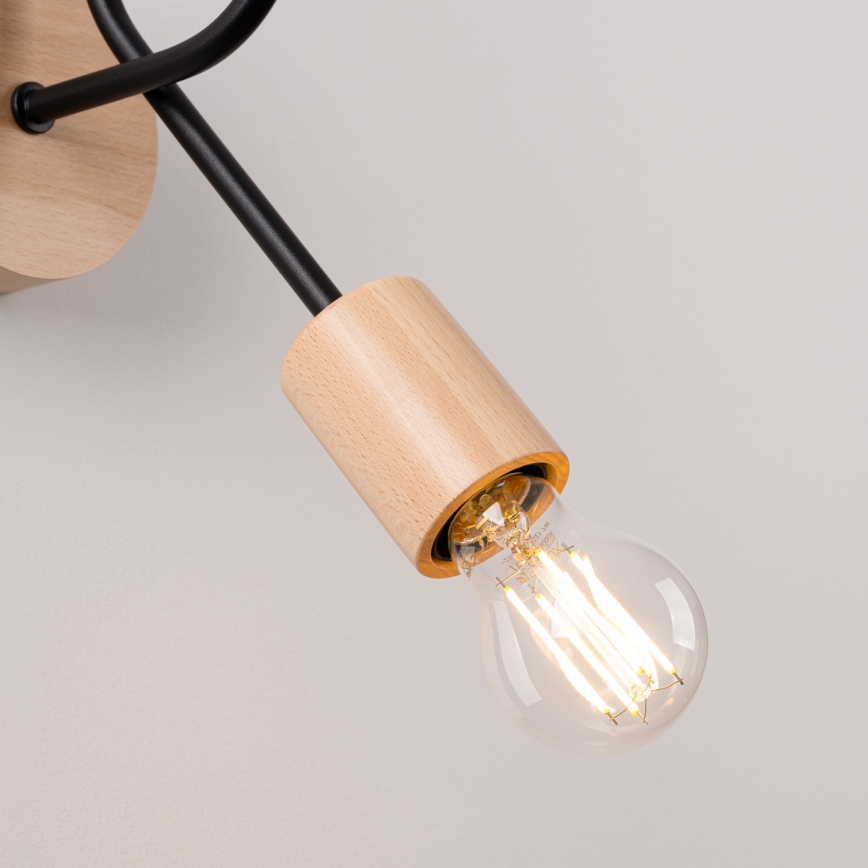Seinävalaisin EMBER 1xE27/15W/230V musta/beige/pyökki