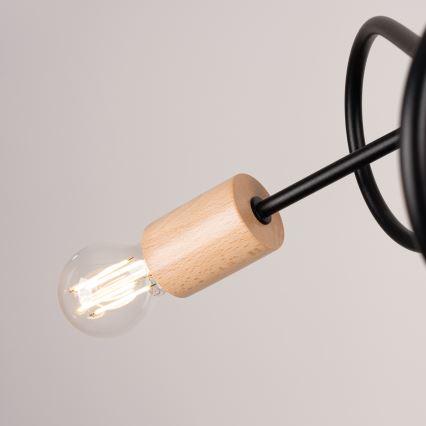 Kiinteä kattokruunu EMBER 3xE27/15W/230V musta/beige/pyökki