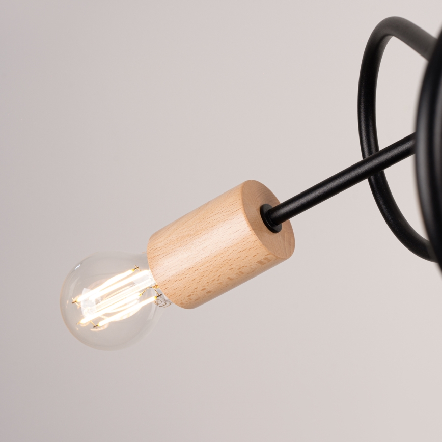 Kiinteä kattokruunu EMBER 3xE27/15W/230V musta/beige/pyökki