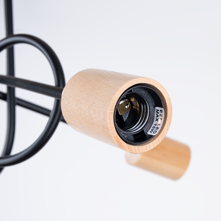 Kiinteä kattokruunu EMBER 3xE27/15W/230V musta/beige/pyökki