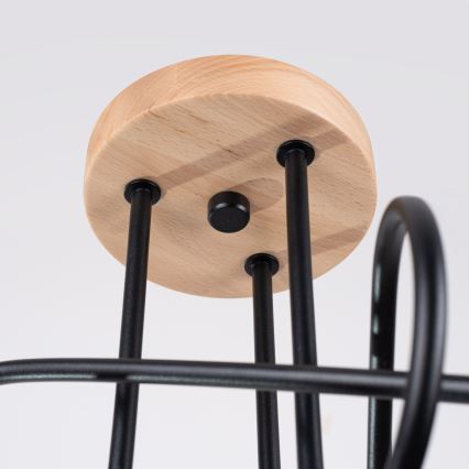 Kiinteä kattokruunu EMBER 3xE27/15W/230V musta/beige/pyökki