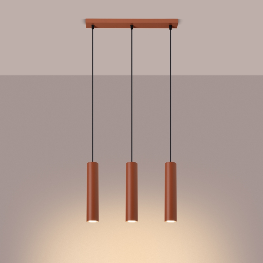 Kattokruunu johdossa LAGOS 3xGU10/10W/230V punainen