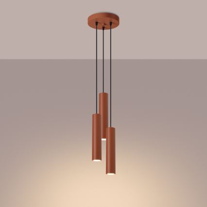 Kattokruunu johdossa LAGOS 3xGU10/10W/230V punainen