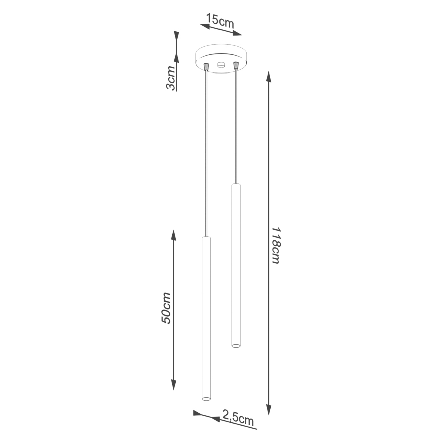 Kattokruunu johdossa PASTELO 2xG9/8W/230V kerma