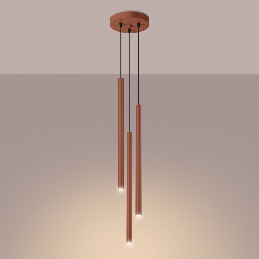 Kattokruunu johdossa PASTELO 3xG9/8W/230V punainen