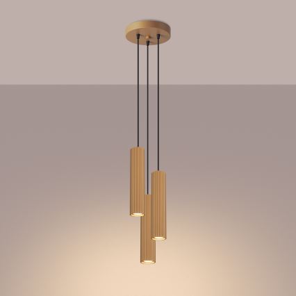 Kattokruunu johdossa KARBON 3xGU10/10W/230V kulta