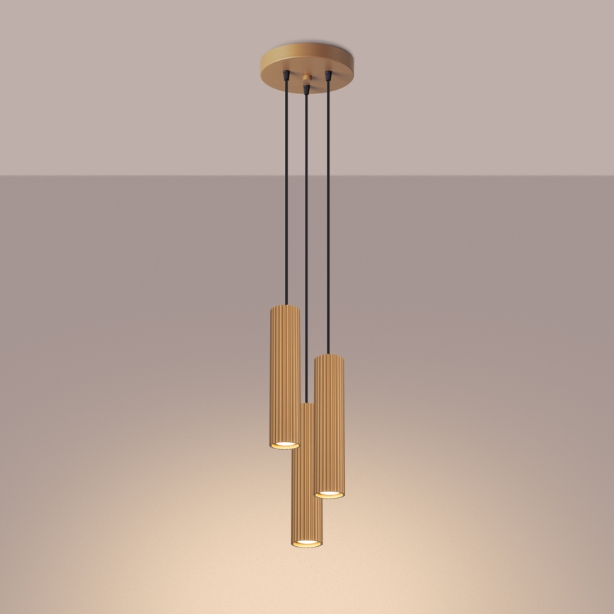 Kattokruunu johdossa KARBON 3xGU10/10W/230V kulta