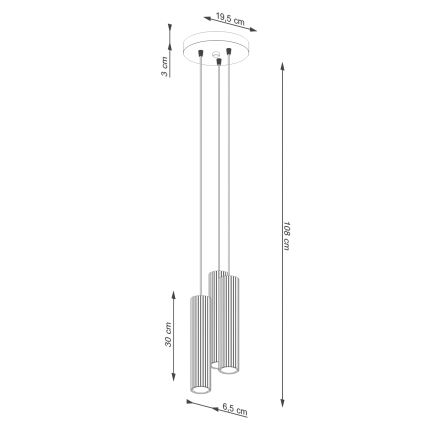 Kattokruunu johdossa KARBON 3xGU10/10W/230V musta