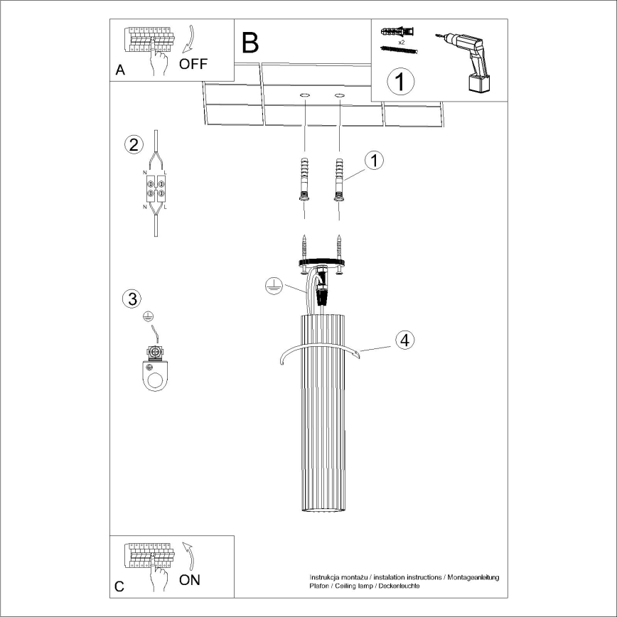 Kohdevalo KARBON 1xGU10/10W/230V 40 cm kerma