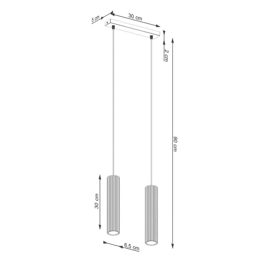 Kattokruunu johdossa KARBON 2xGU10/10W/230V kerma