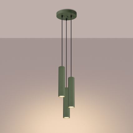 Kattokruunu johdossa KARBON 3xGU10/10W/230V vihreä