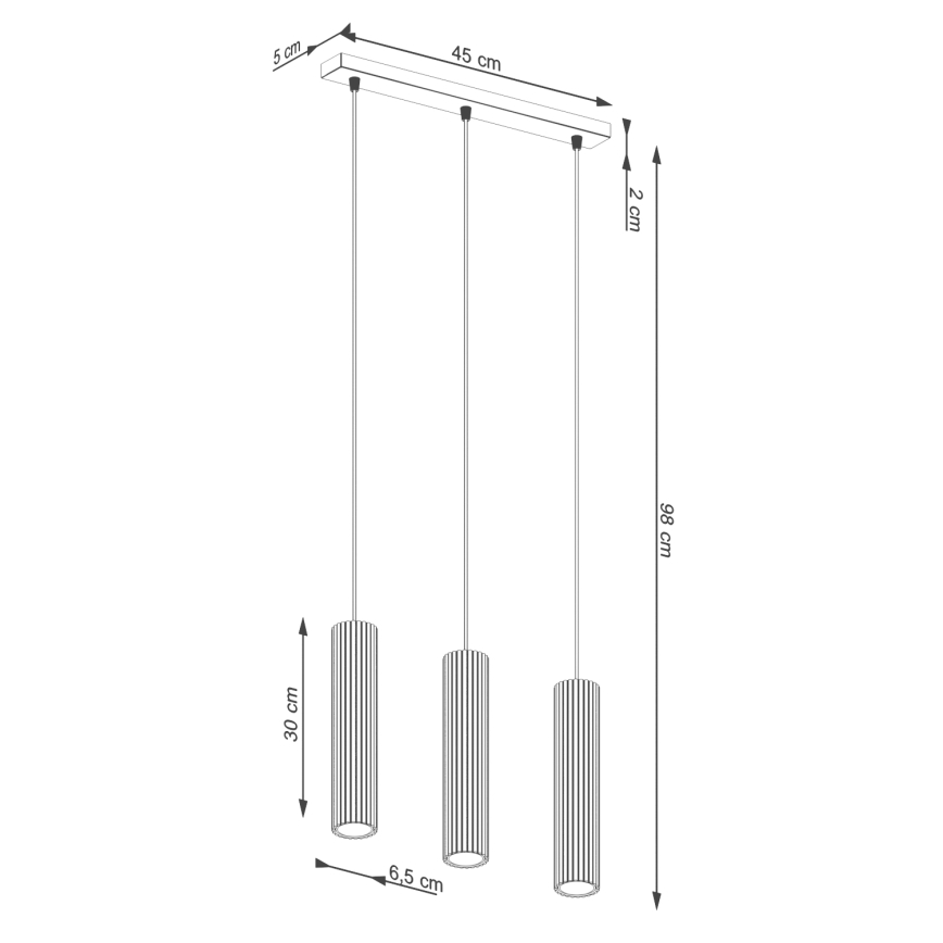 Kattokruunu johdossa KARBON 3xGU10/10W/230V punainen