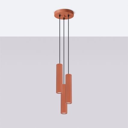 Kattokruunu johdossa KARBON 3xGU10/10W/230V punainen