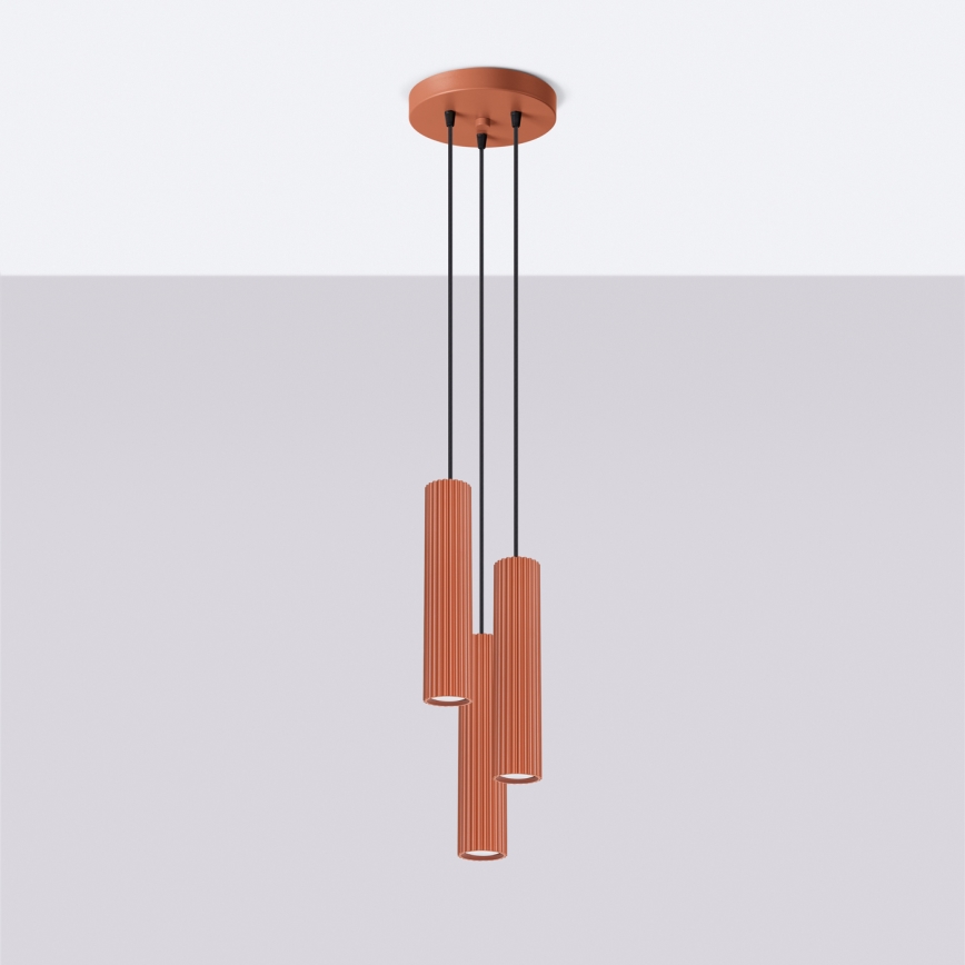 Kattokruunu johdossa KARBON 3xGU10/10W/230V punainen