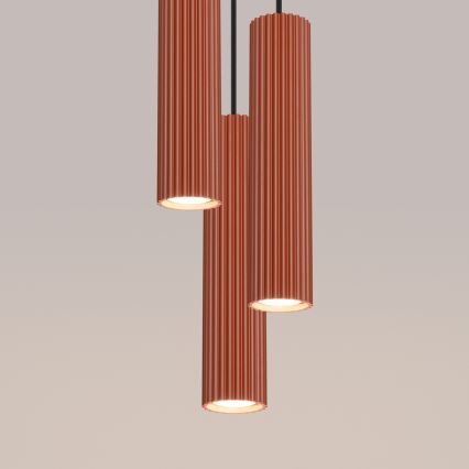 Kattokruunu johdossa KARBON 3xGU10/10W/230V punainen