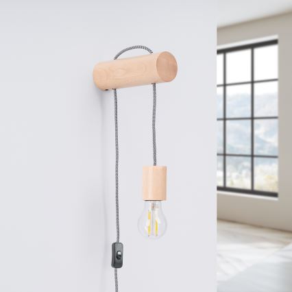 Seinävalaisin NIMBI 1xE27/15W/230V pyökki