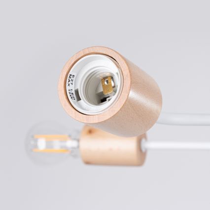 Kiinteä kattokruunu TIMBO 6xE27/15W/230V valkoinen/beige/pyökki