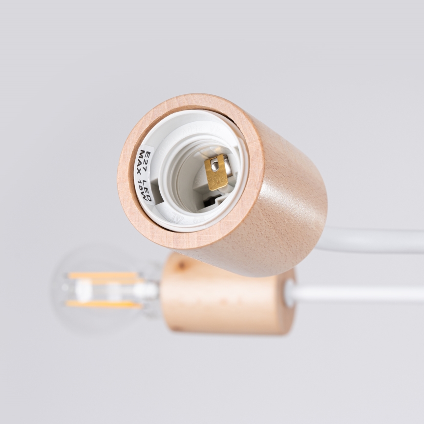 Kiinteä kattokruunu TIMBO 6xE27/15W/230V valkoinen/beige/pyökki