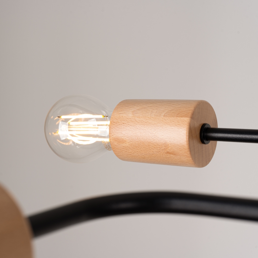 Kiinteä kattokruunu TIMBO 4xE27/15W/230V musta/beige/pyökki