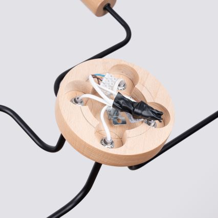 Kiinteä kattokruunu TIMBO 4xE27/15W/230V musta/beige/pyökki