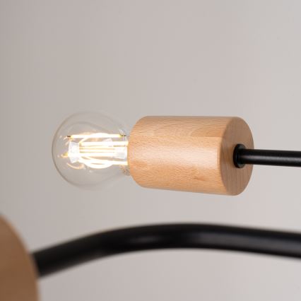 Kiinteä kattokruunu TIMBO 6xE27/15W/230V musta/beige/pyökki