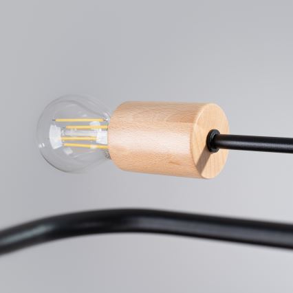 Kiinteä kattokruunu TIMBO 6xE27/15W/230V musta/beige/pyökki