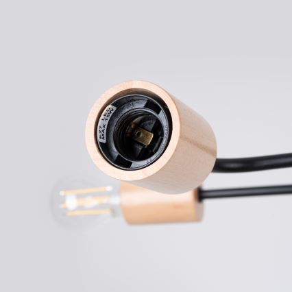 Kiinteä kattokruunu TIMBO 6xE27/15W/230V musta/beige/pyökki