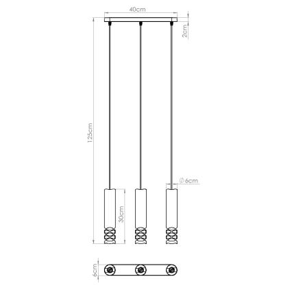 Kattokruunu johdossa LIRO 3xGU10/10W/230V valkoinen