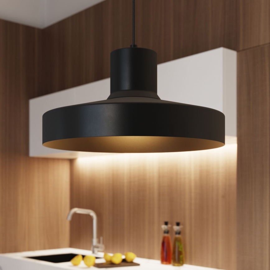 Kattokruunu johdossa BILO 1xE27/15W/230V halkaisija 35 cm musta