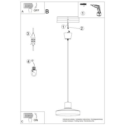 Kattokruunu johdossa BILO 1xE27/15W/230V halkaisija 35 cm kerma