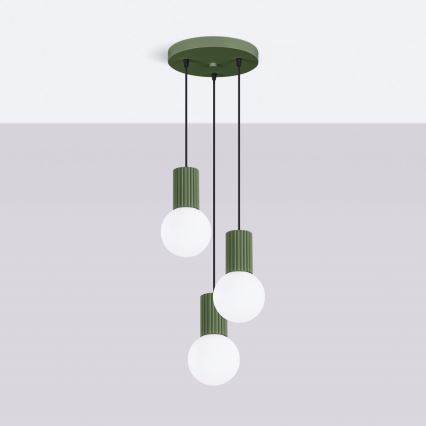 Kattokruunu johdossa HALO 3xG9/8W/230V halkaisija 25 cm vihreä