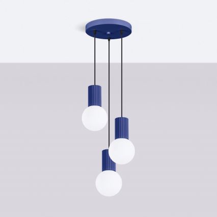 Kattokruunu johdossa HALO 3xG9/8W/230V halkaisija 25 cm sininen