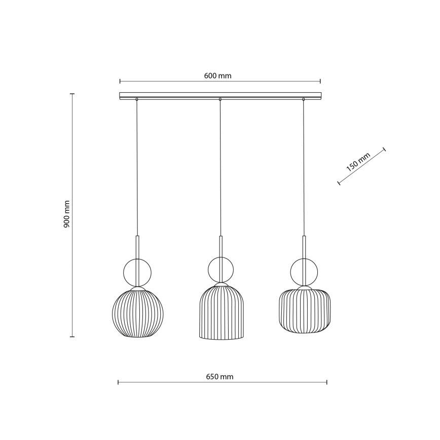 SOPHIA-kaapeliriippuvalaisin 3xE14/10W/230V, musta/savunvärinen beige