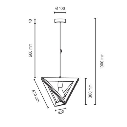 Kattokruunu johdossa TRIGONON 1xE27/60W/230V pyökki - FSC-sertifioitu