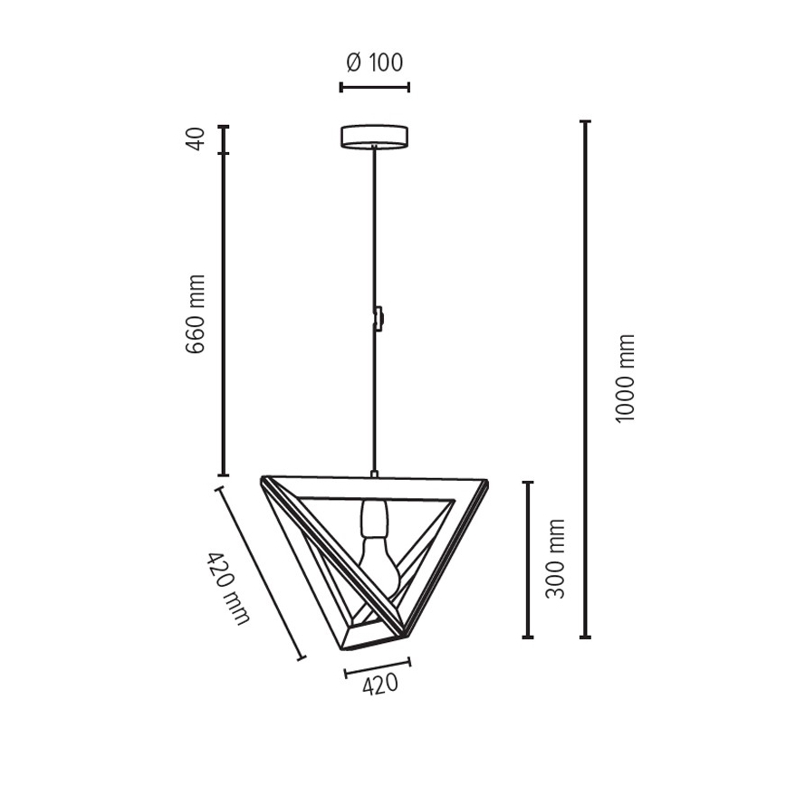 Kattokruunu johdossa TRIGONON 1xE27/60W/230V pyökki - FSC-sertifioitu